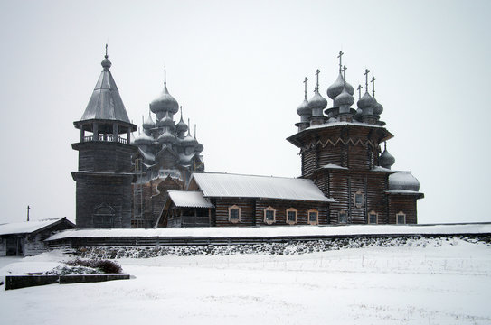 KARELIA, KIZHI, RUSSIA - January, 2016: North Russian wooden arc