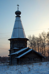 KOSMOZERO, KARELIA, RUSSIA - January, 2016: Church of the Assump