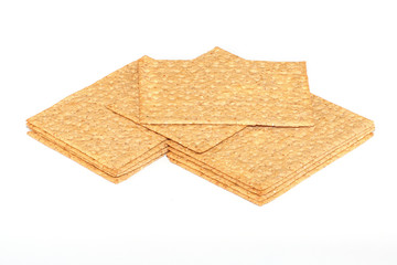 crackers (crispbread) on the white isolate background