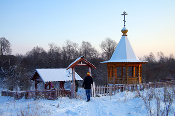 KARELIA, RUSSIA - January, 2016:  Chapel with a source named "Ts