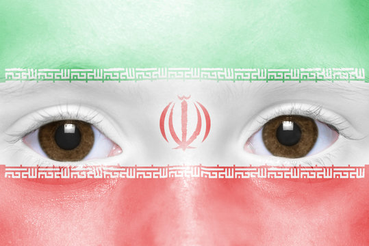 Human's Face With  Iranian Flag