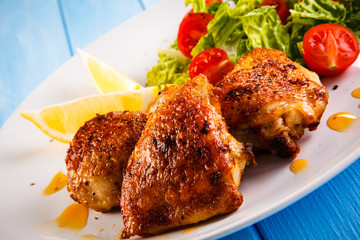 Grilled chicken thighs and vegetables