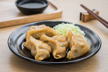 Fried dumplings on plate