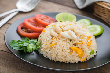 Fried rice with crab and vegetables, Thai food