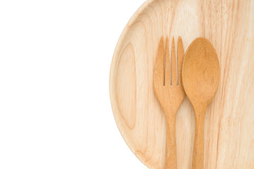 Light wood dish and cutlery