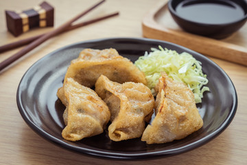Fried dumplings on plate