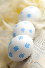 Easter eggs and yellow plumes