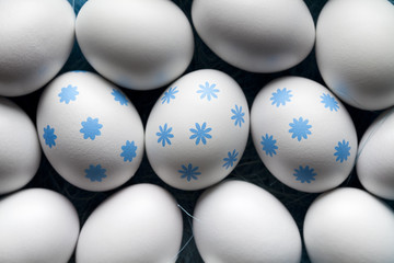 Patterned and white eggs