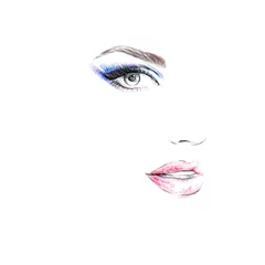 Foto auf Acrylglas Aquarell Gesicht Beautiful woman portrait. Hand painted fashion illustration
