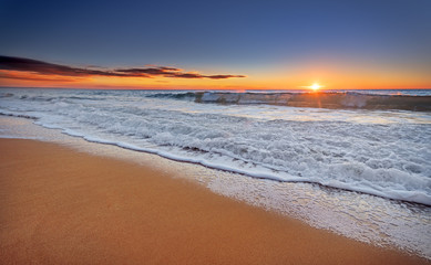 Sunset and beach.