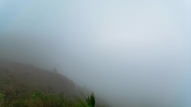 Timelapse of Morning valley fog over the mountain at Phu Chee Fah,Chiangrai, Thailand