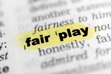 fairplay - black and white Text, yellow marker