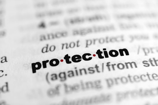 Protection - black and white Text from a dictionary
