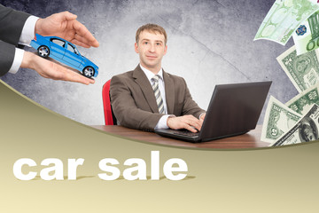 Fototapeta na wymiar Hands offerring car to businessman