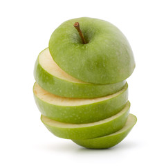 Fototapeta na wymiar Green sliced apple isolated on white background cutout