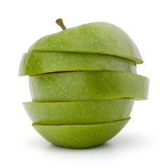 Green sliced apple isolated on white background cutout