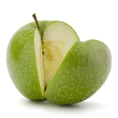 Green sliced apple isolated on white background cutout