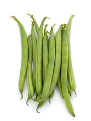 Green beans handful isolated on white background cutout