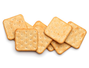 Dry cracker cookies isolated on white background cutout