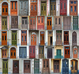 Collage of Kiev front doors,Ukraine