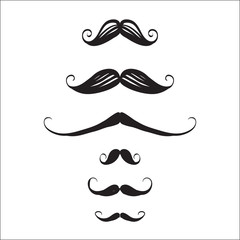 Set mustache hipster stickers style icon isolated logo vector