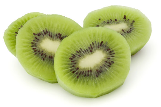 sliced Kiwi fruit isolated on white background cutout