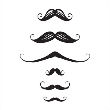 Set mustache hipster stickers style icon isolated logo vector