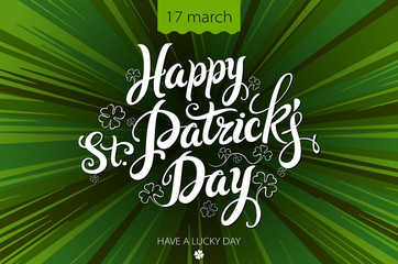 Typographic Saint Patrick's Day Retro Background. Vintage Vector design greetings card or poster.