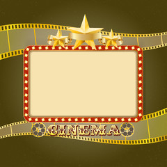 Obraz premium Shining light cinema banner. Retro cinema frame with lights, sta