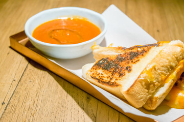 Grilled cheese sandwich with tomato soup