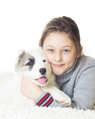 child and puppy Shepherd