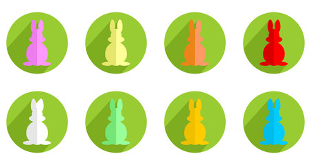 Bunter Hase vor grünem, rundem Hintergrund © Hans-Jörg Nisch