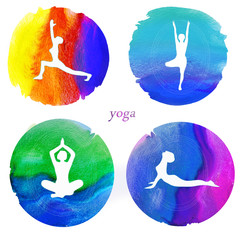 Yoga asana sign symbol watercolor