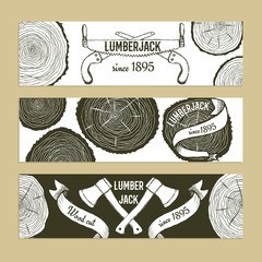 Sketch lumberjack's set of banners - 103251633