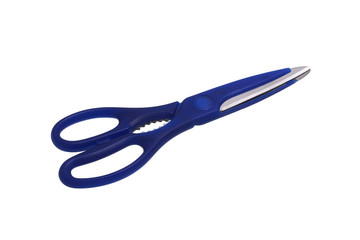 Fototapeta premium Scissors with blue handle. Isolated