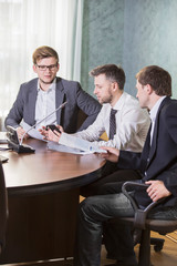 the meeting of the group of businessmen