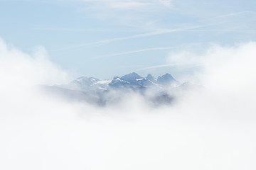 Fototapeta premium The mountain Dachstein covered in clouds