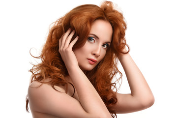 Obraz premium Beautiful woman with red hair