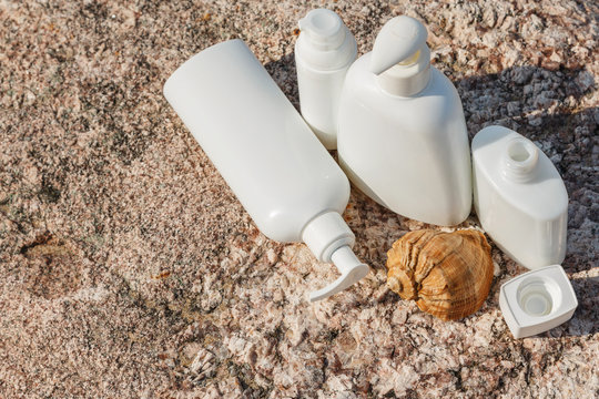 Bottles of cosmetics