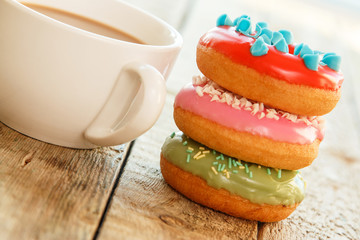 Cup of coffe and donuts