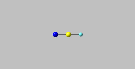Hydrogen cyanide molecular structure isolated on grey