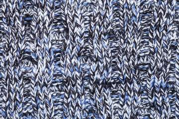 Blue white black knitted melange fabric cloth pattern