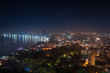 Building and skyscrapers in twilight time sunrise