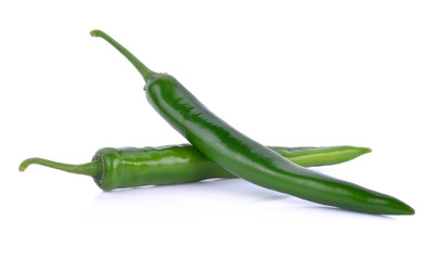 green chili on white background