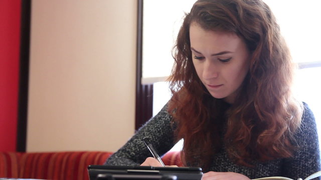  Beautiful Young woman make markings