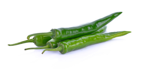 green chili on white background