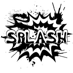 Splash - Comic book style word on comic book abstract background.