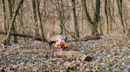 baby in the forest. Spring