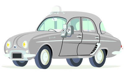 Caricatura Renault Dauphine Taxi París - Francia vista frontal y lateral © camiloernesto