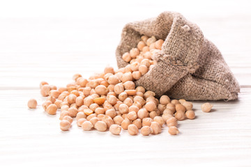 chickpeas on rustic background, healthy food concept